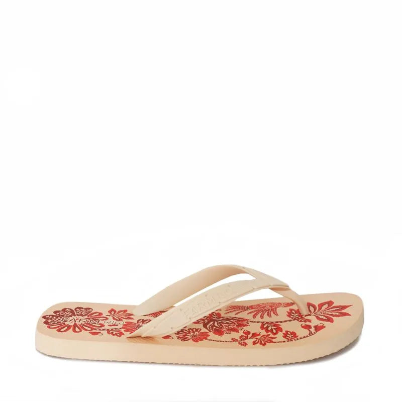 Farm Rio Chinelo Rasteiro Blush Arara Floral
