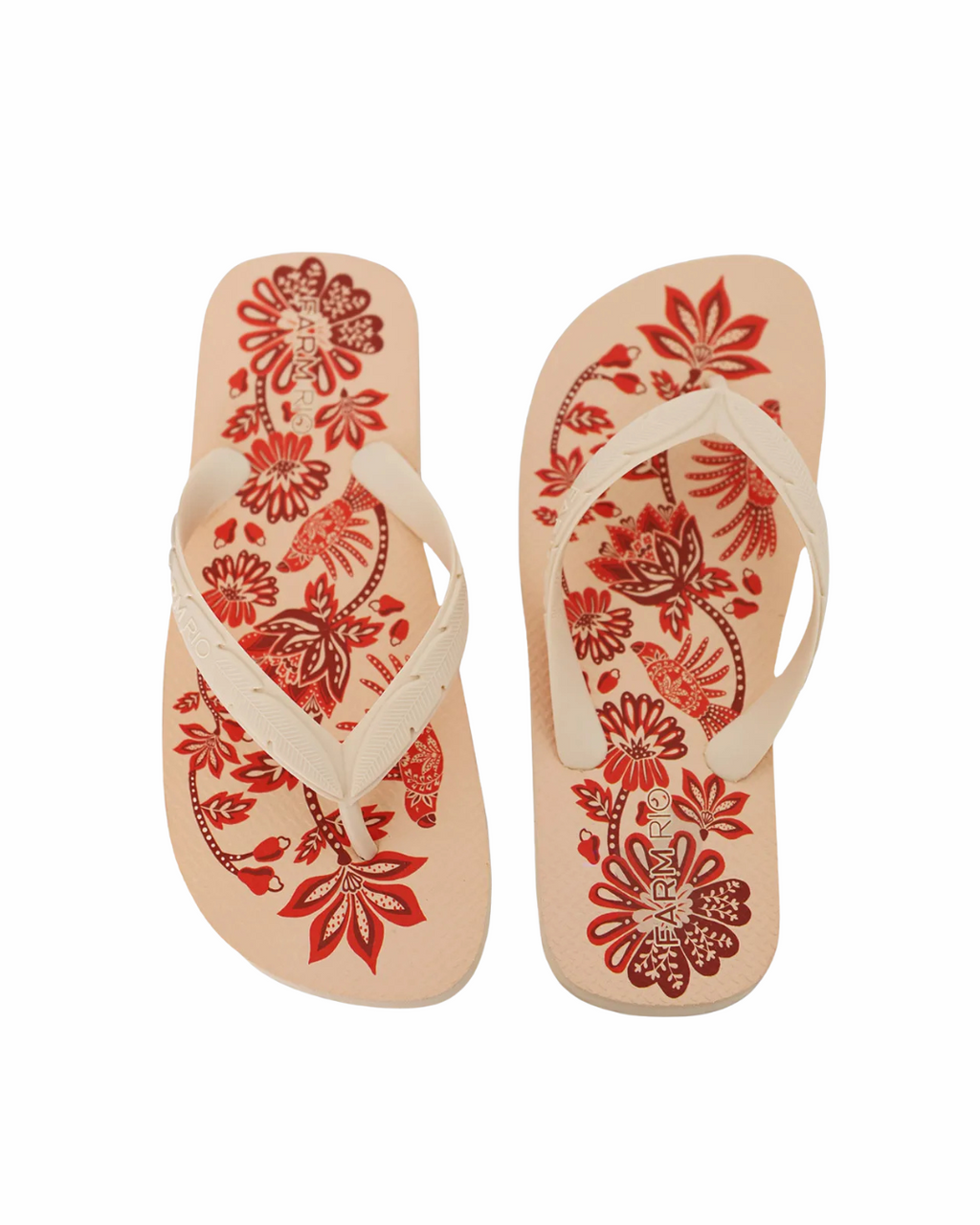Farm Rio Chinelo Rasteiro Blush Arara Floral